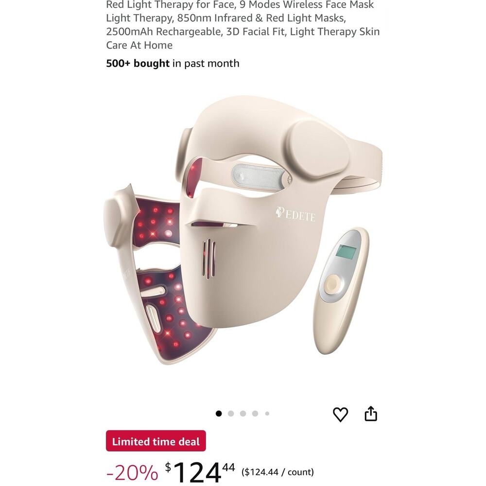 Red Light Therapy For Face, 9 Modes Wireless Face Mask Light Therapy, 850nm